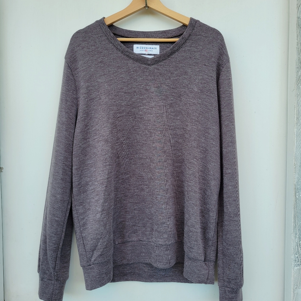 Mizzen+Main trim fit V-neck sweater grey size XL